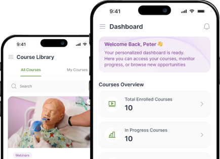 ClinCE mobile app shown on two phones